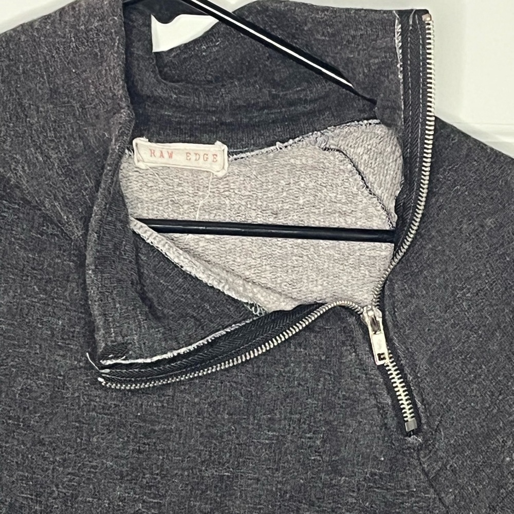 Raw Edge Off Center Zip Pullover